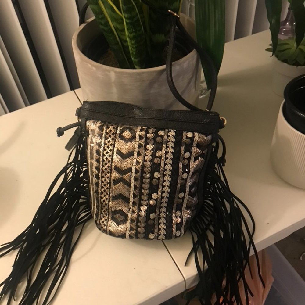 Sequin Fringe Crossbody Purse